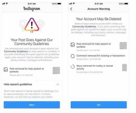 Instagram warning over inappropriate content 