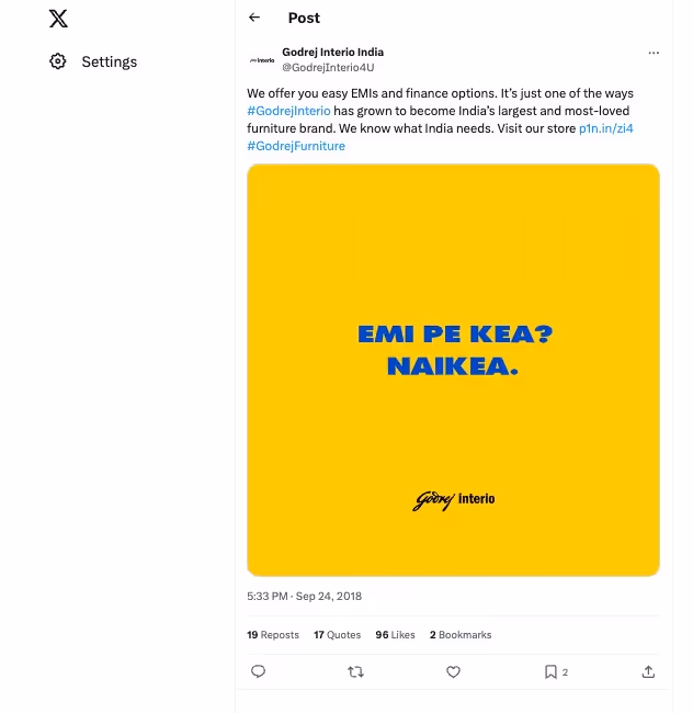 Godrej's Naikea campaign, taking a jibe at Ikea.