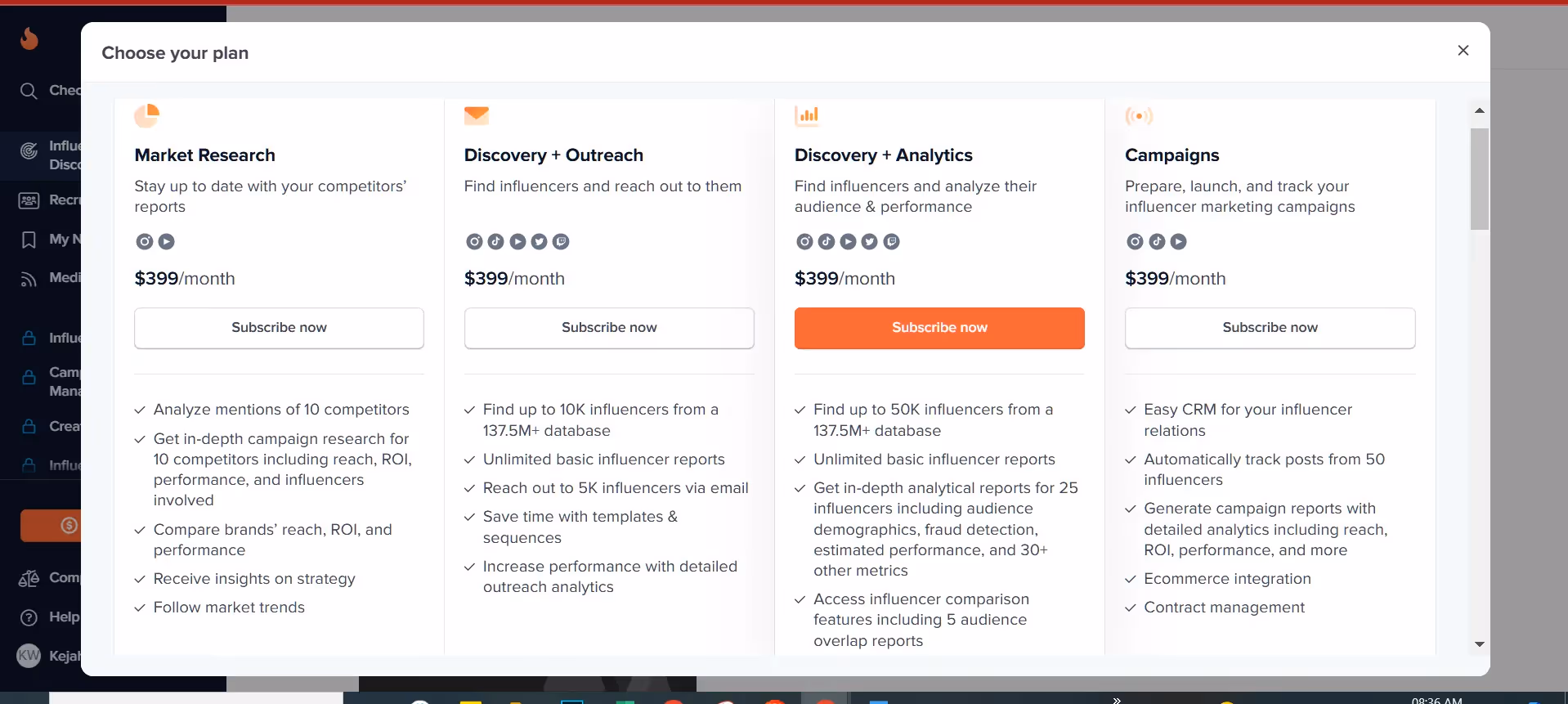 hypeauditor vs upfluence, hypeauditor's pricing details, hypeauditor's free trial, hypeauditor's features, key features,campaign tracking, afilliate payments, influencer relationships, influencer discovery,