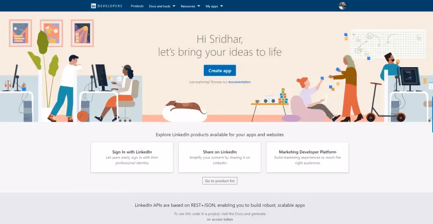 Example of creating a new app