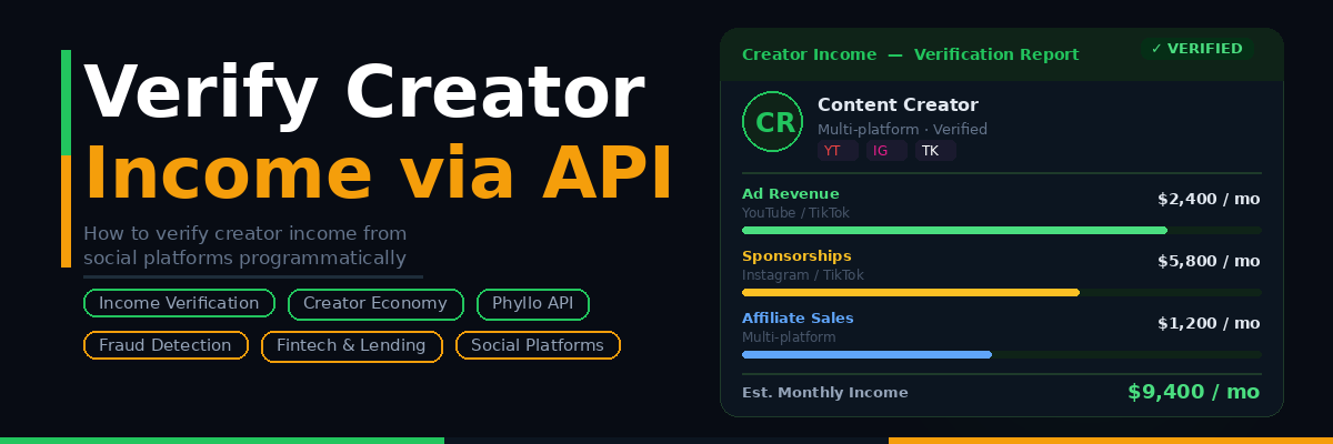Verify Creator Income via API