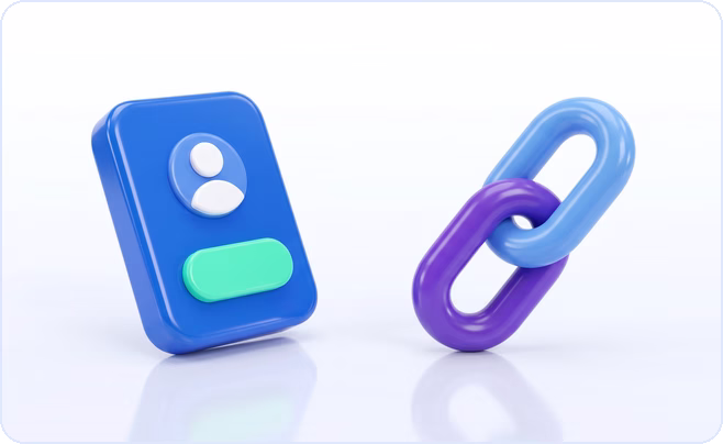 3D consent screen card with a green allow button beside two linked chain links