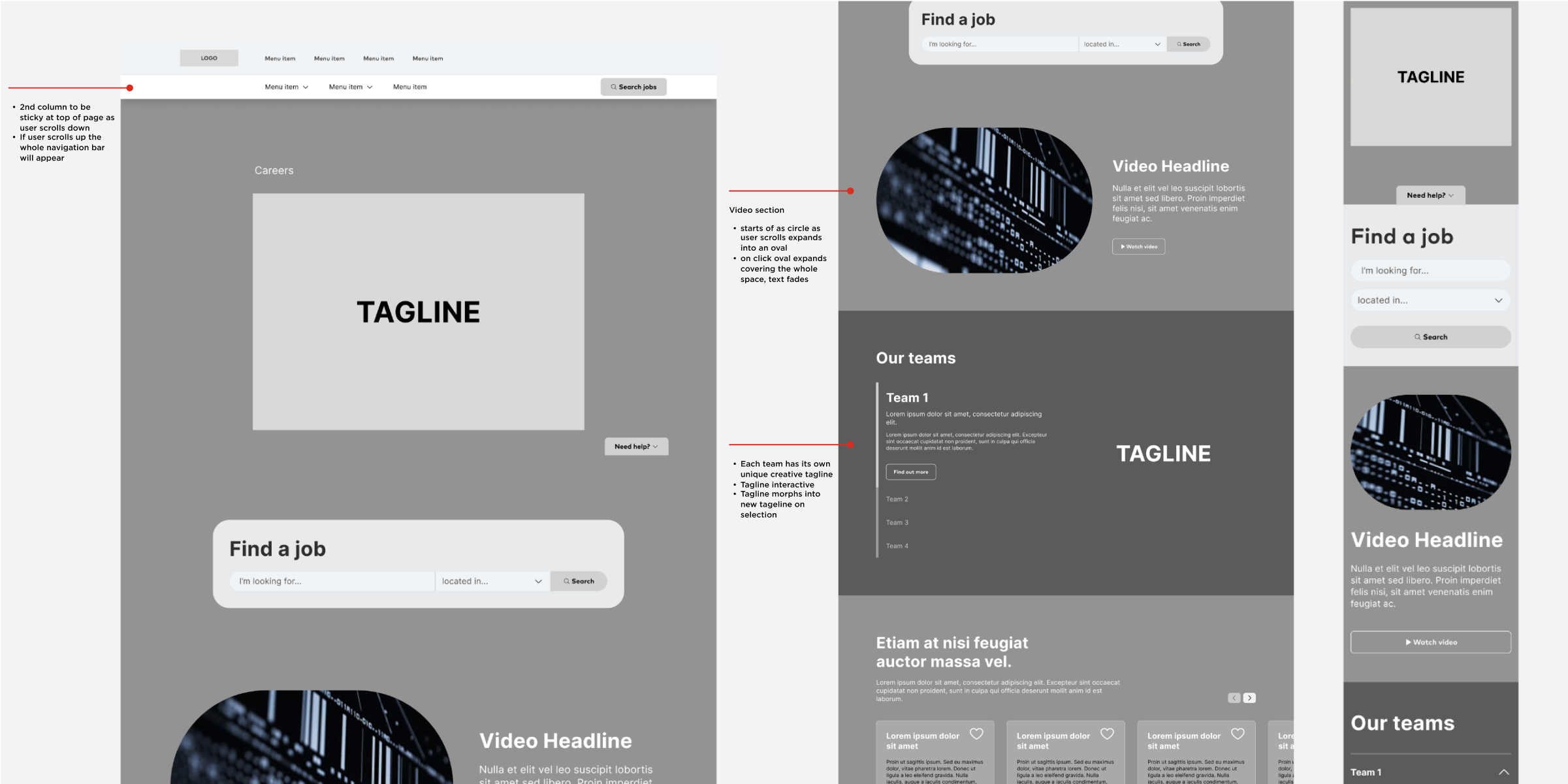 Greyscale visual of home page concept