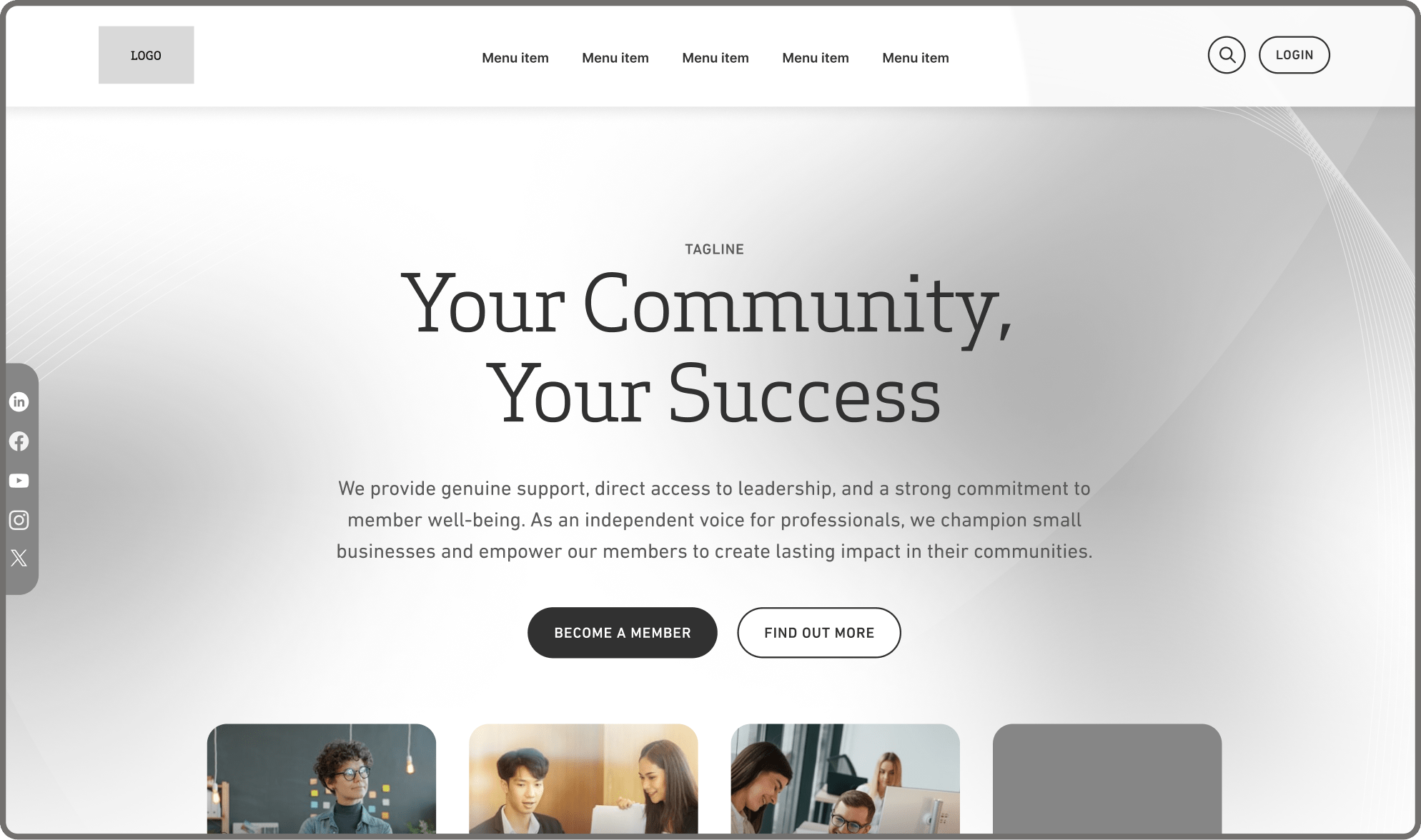 greyscale accounting website visual within a frame
