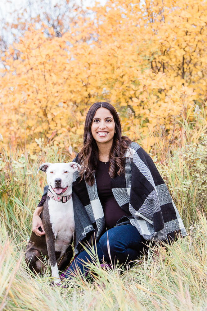 Picture of Sharon Deol with dog