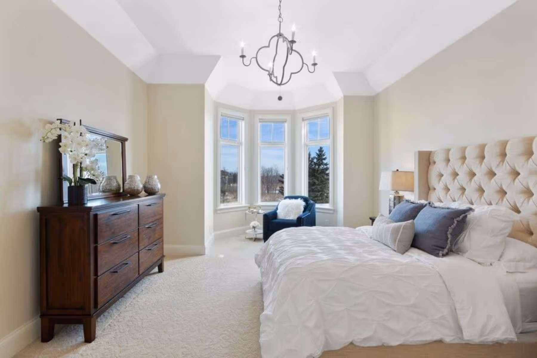 Primary bedroom staging
