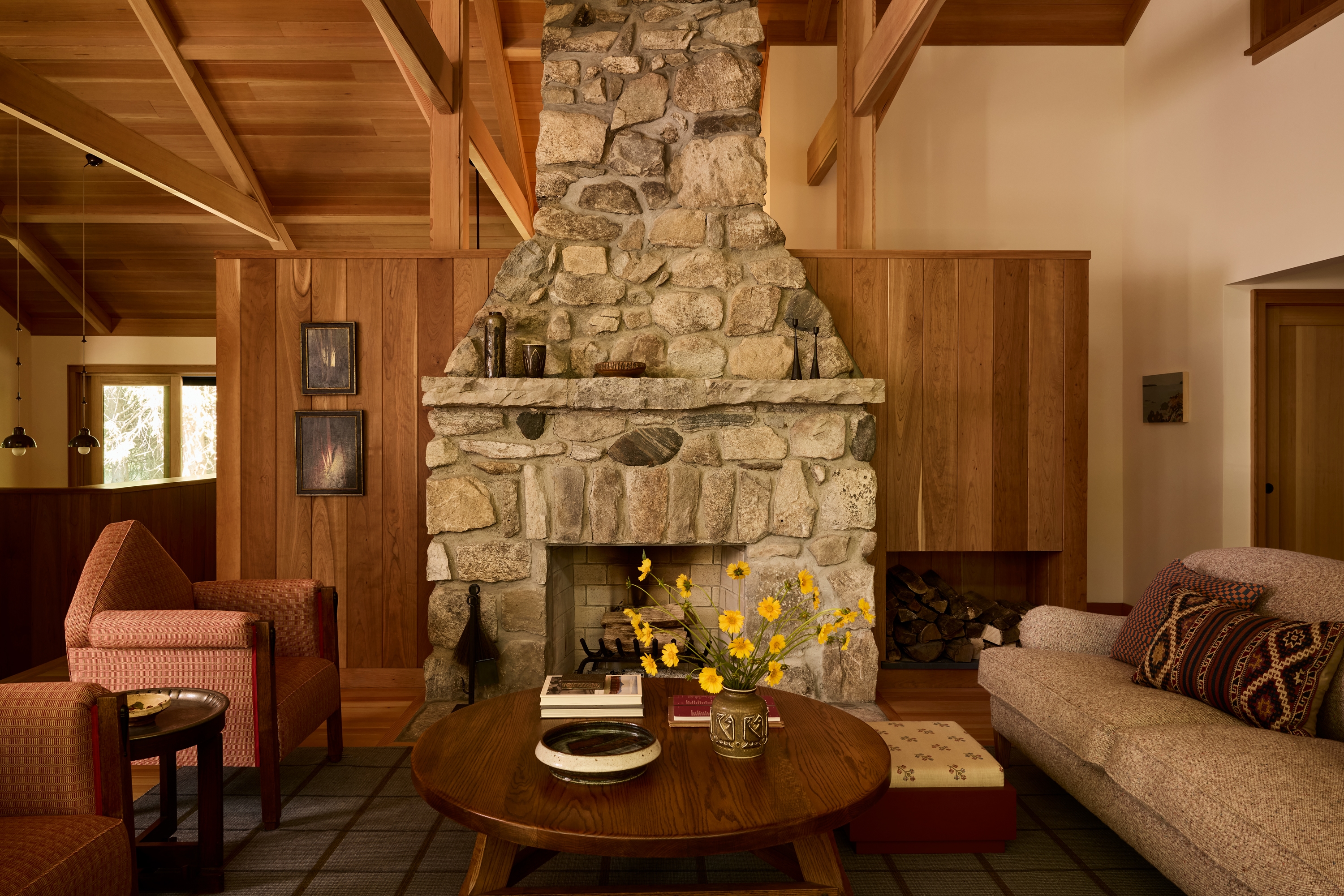 Living room in front of fireplace