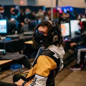 Sitting down before a match at a Halo tournament in Raleigh, NC.
