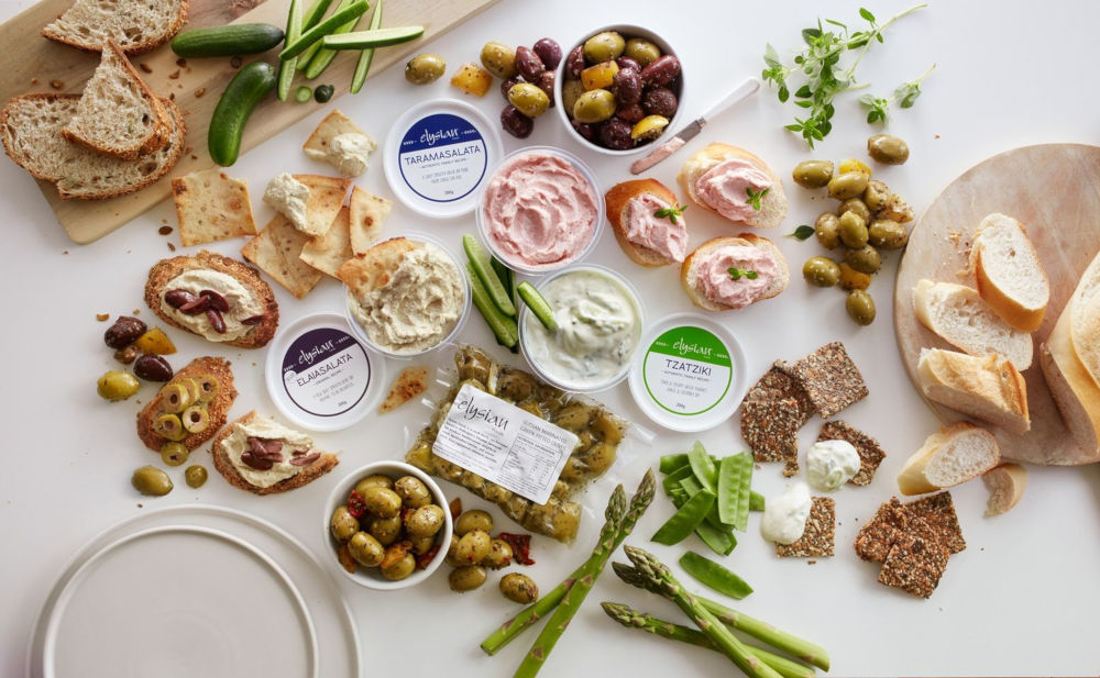 Elysian Foods dips and olives