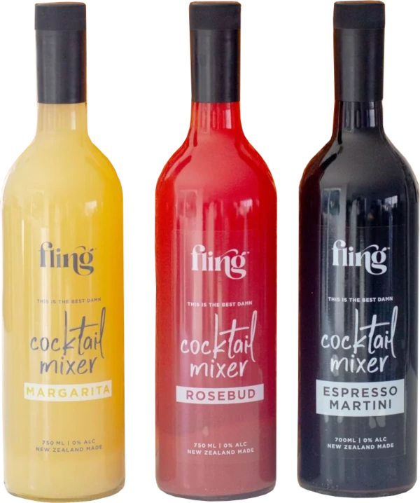 Fling New Zealand cocktail mixers margarita rosebud and espresso martini