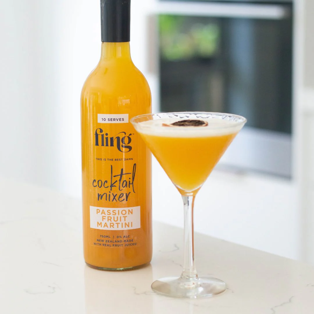 Fling New Zealand Passion Fruit Martini cocktail mixer