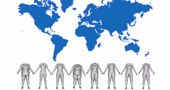 Blue Worldwide map with 3D bodies