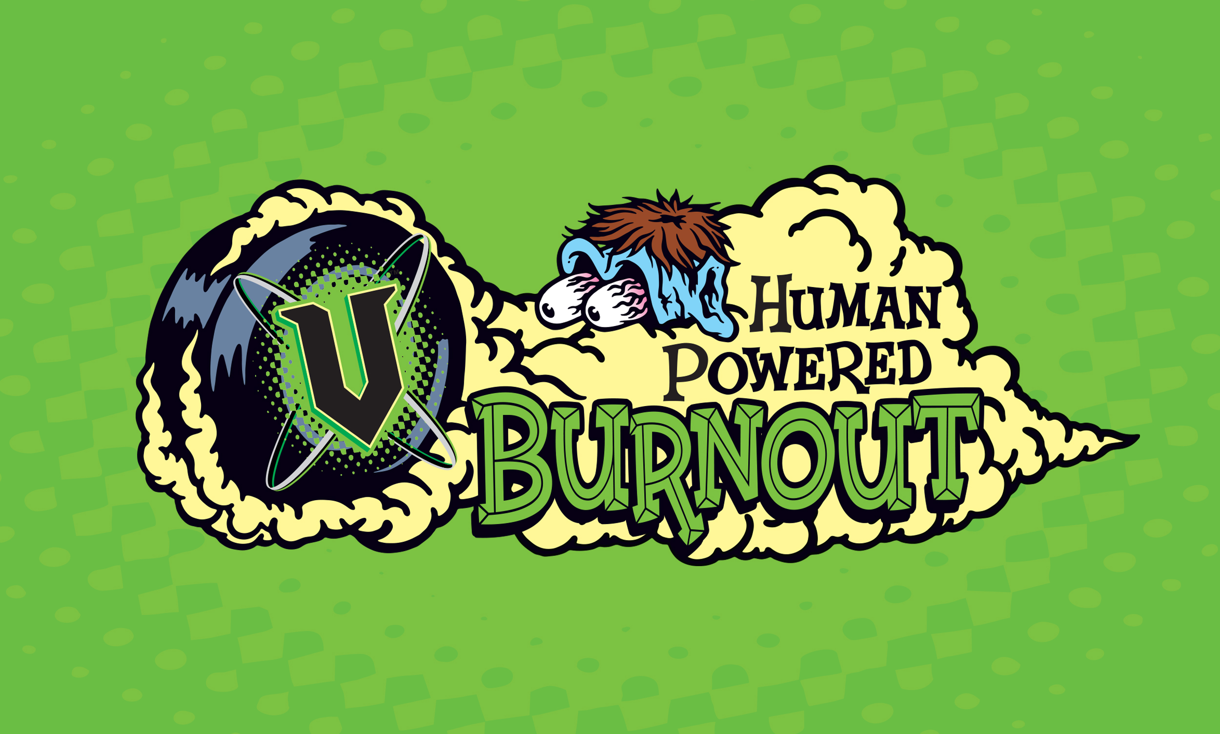 V Energy logo, human powered burnout