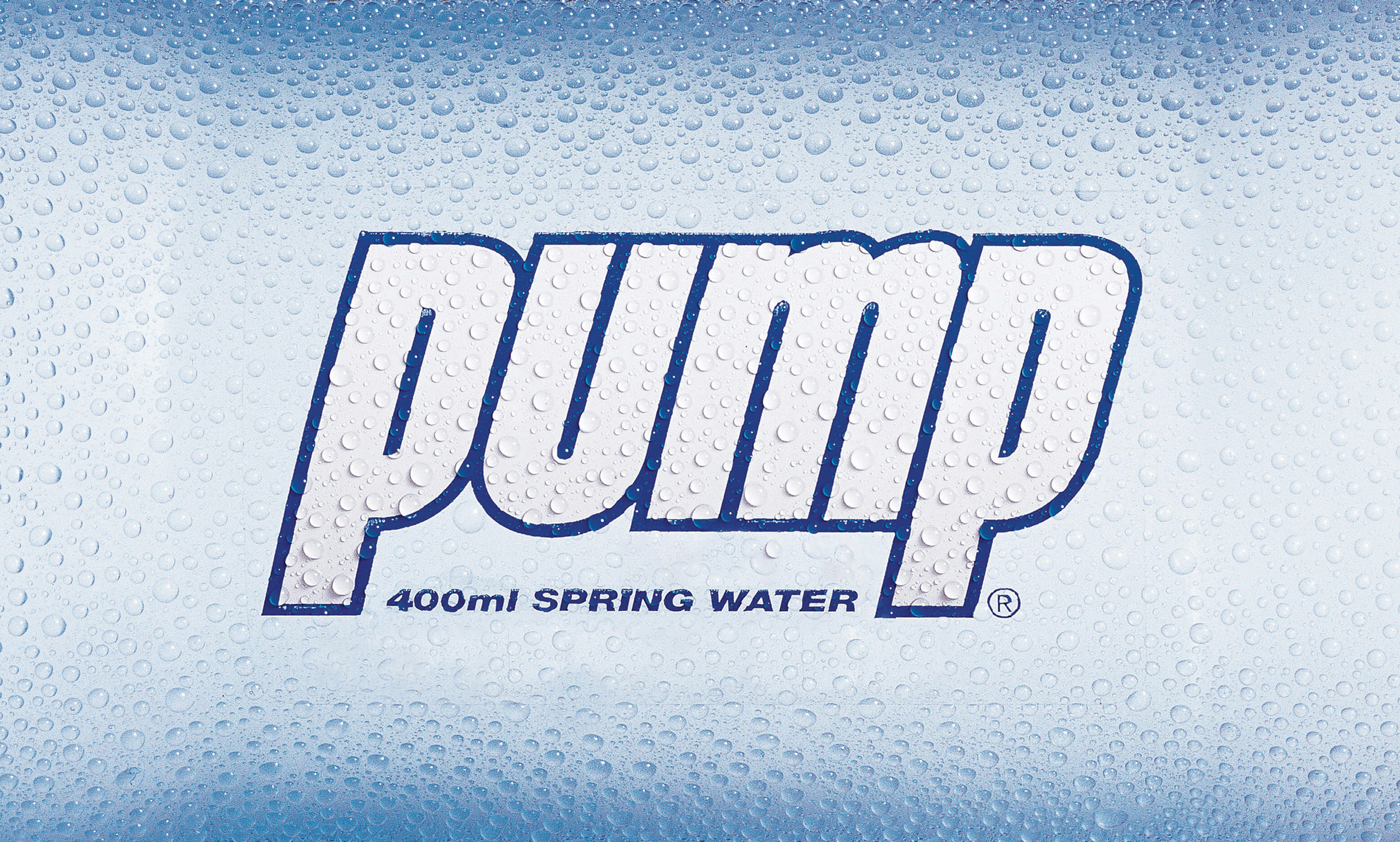 Pump Spring Water 400ml water bottle logo designed by Wood Studio