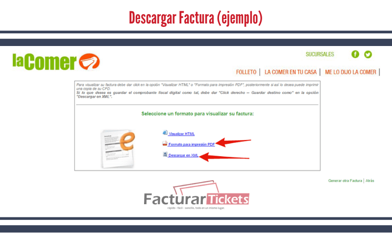 Botones para descargar factura