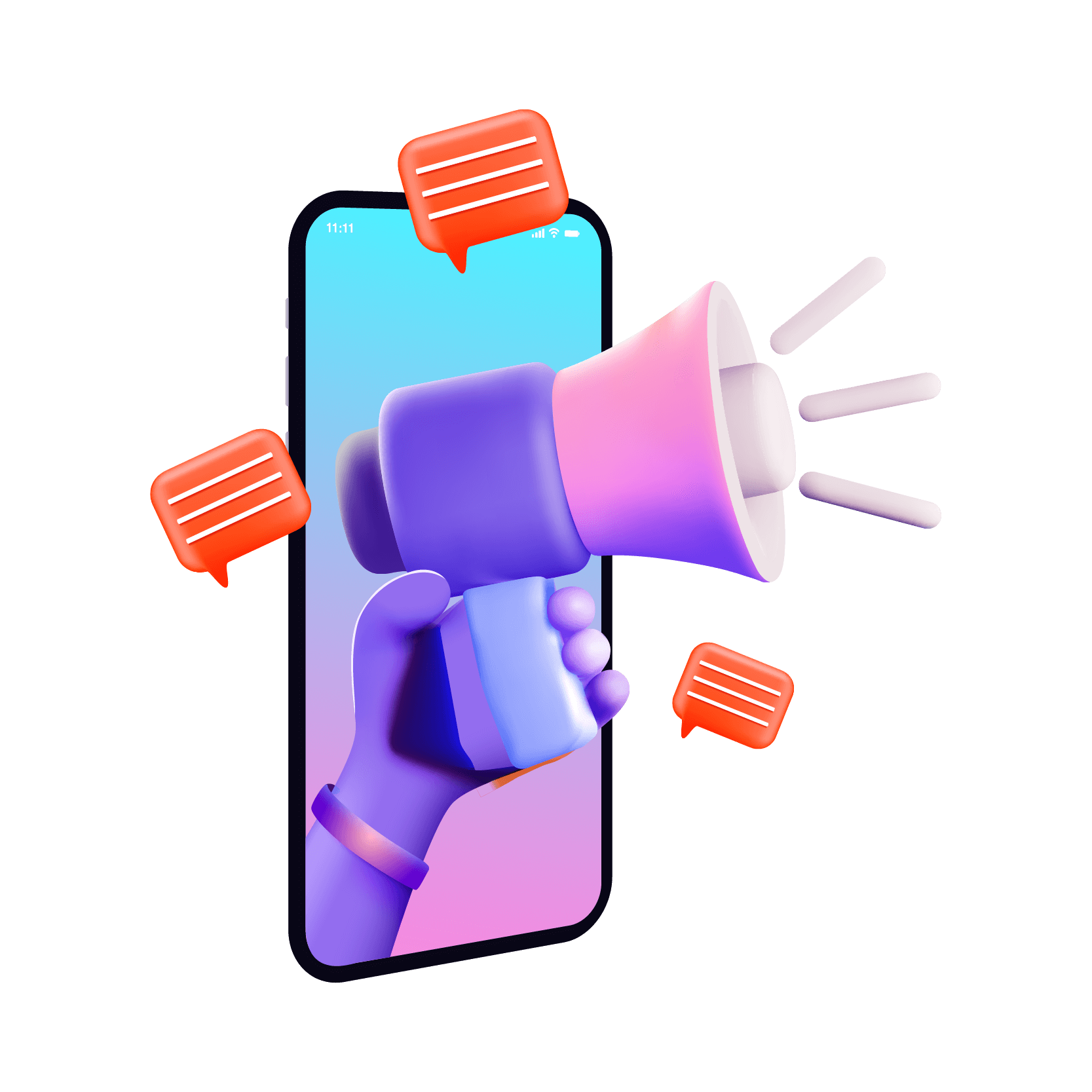 social media communication 3d illustration