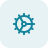 White gear icon inside a teal square button.