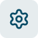 White gear icon inside a dark blue circle representing operational settings.