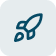 Simple blue icon of a rocket ship tilted upward with a trail behind it.