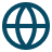 Blue globe icon representing global or worldwide concept.