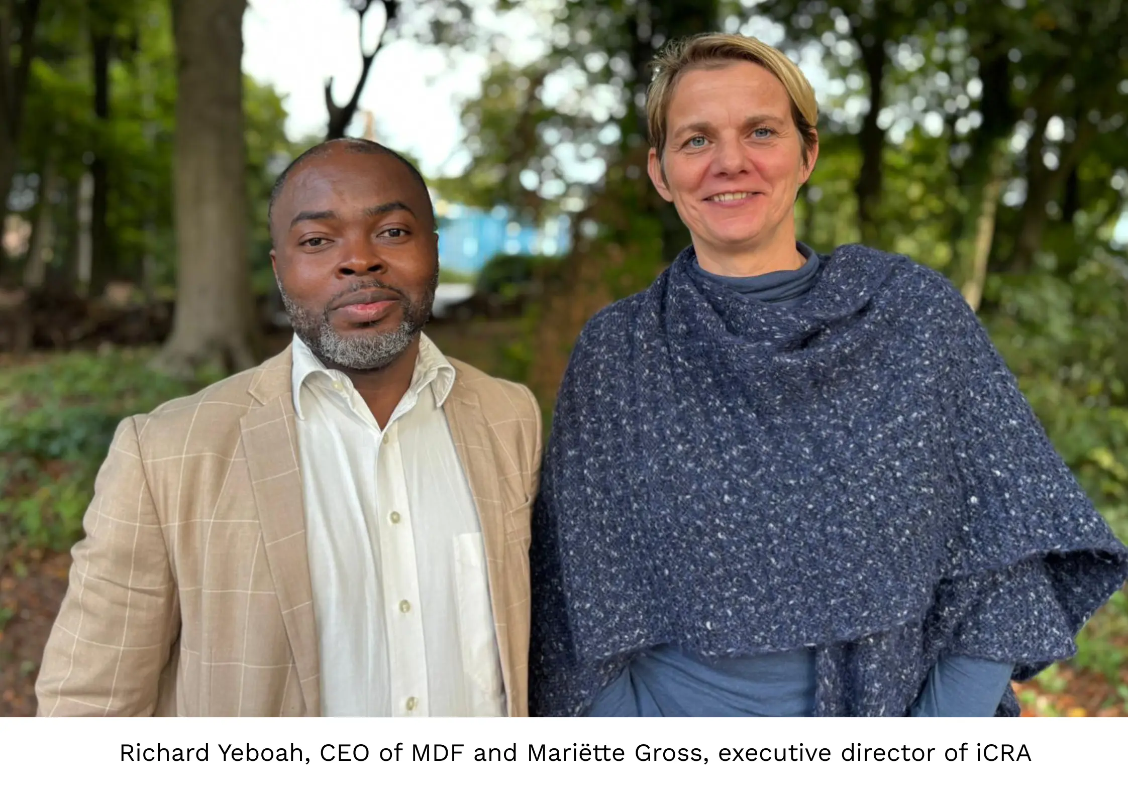 Richard Yeboah, CEO of MDF and Mariëtte Gross, executive director of iCRA
