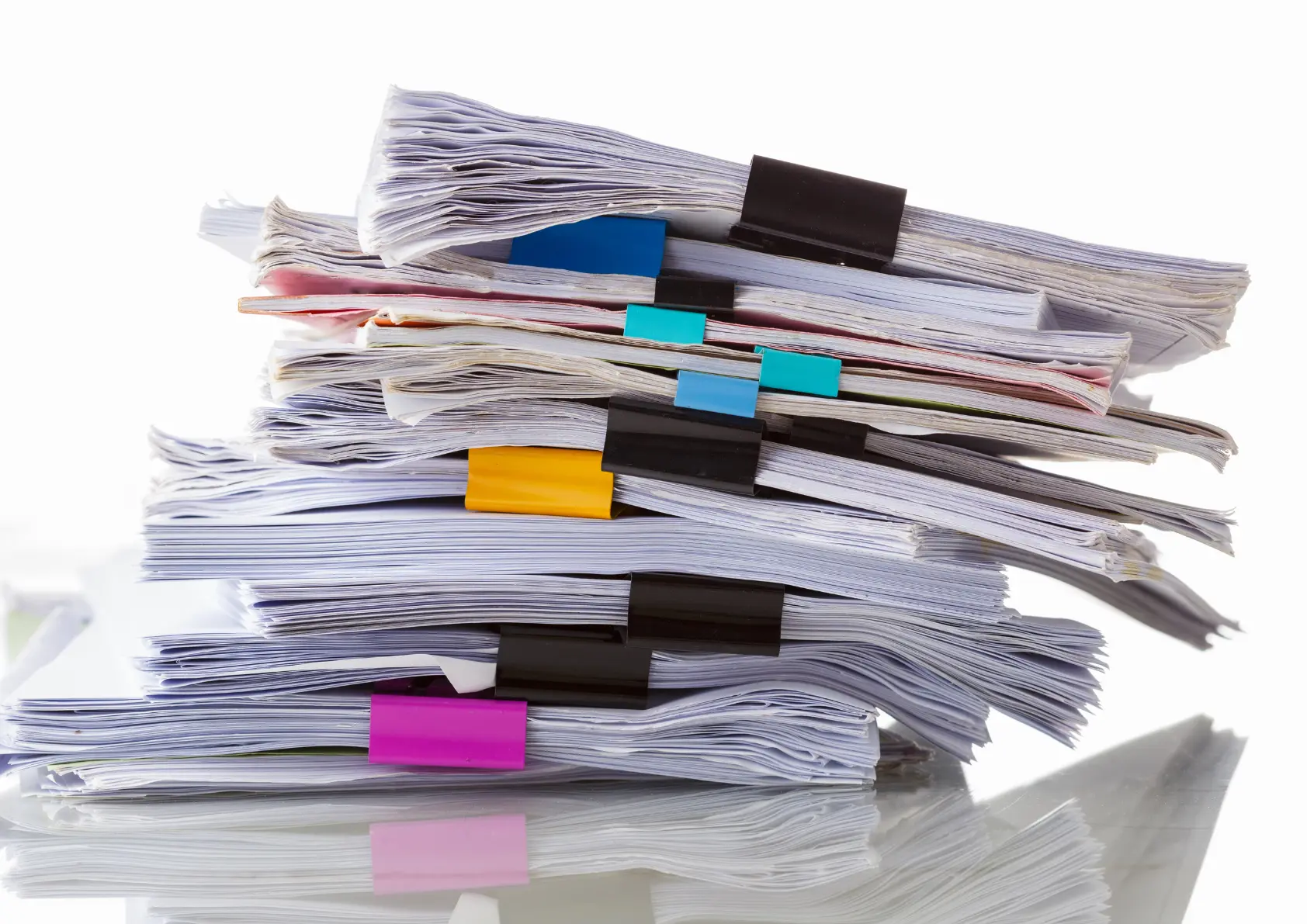 A pile of documents making reference of data collection but no learning from it