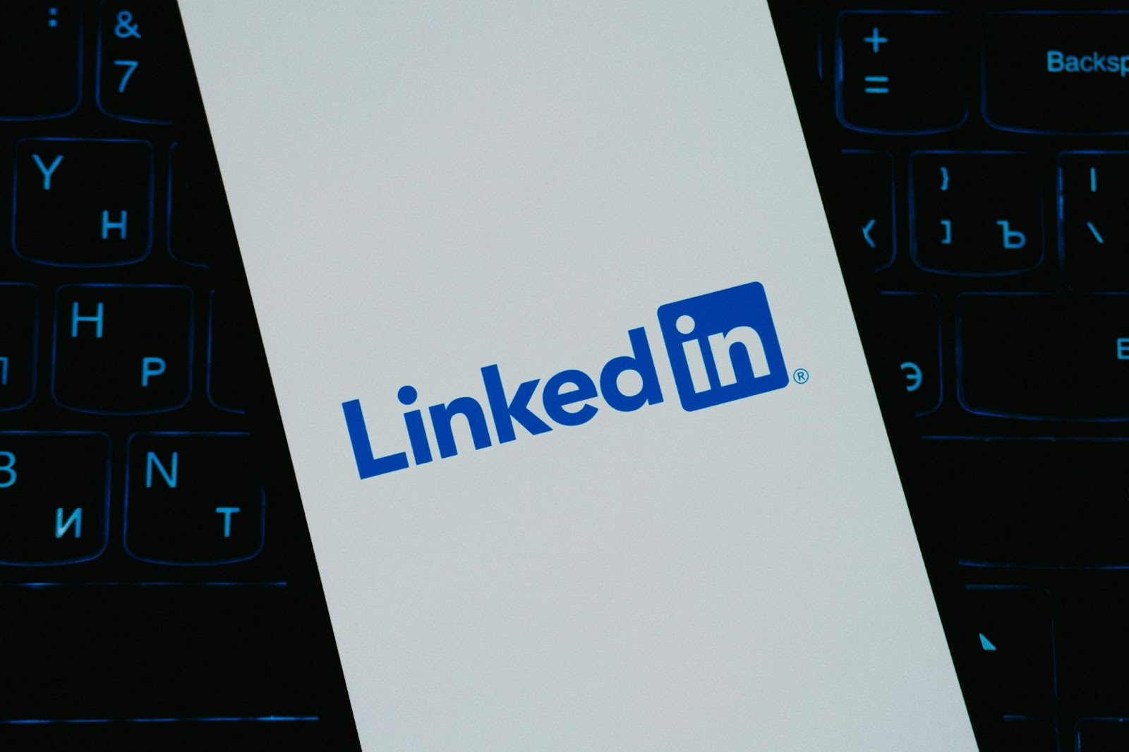 Phone with LinkedIn logo