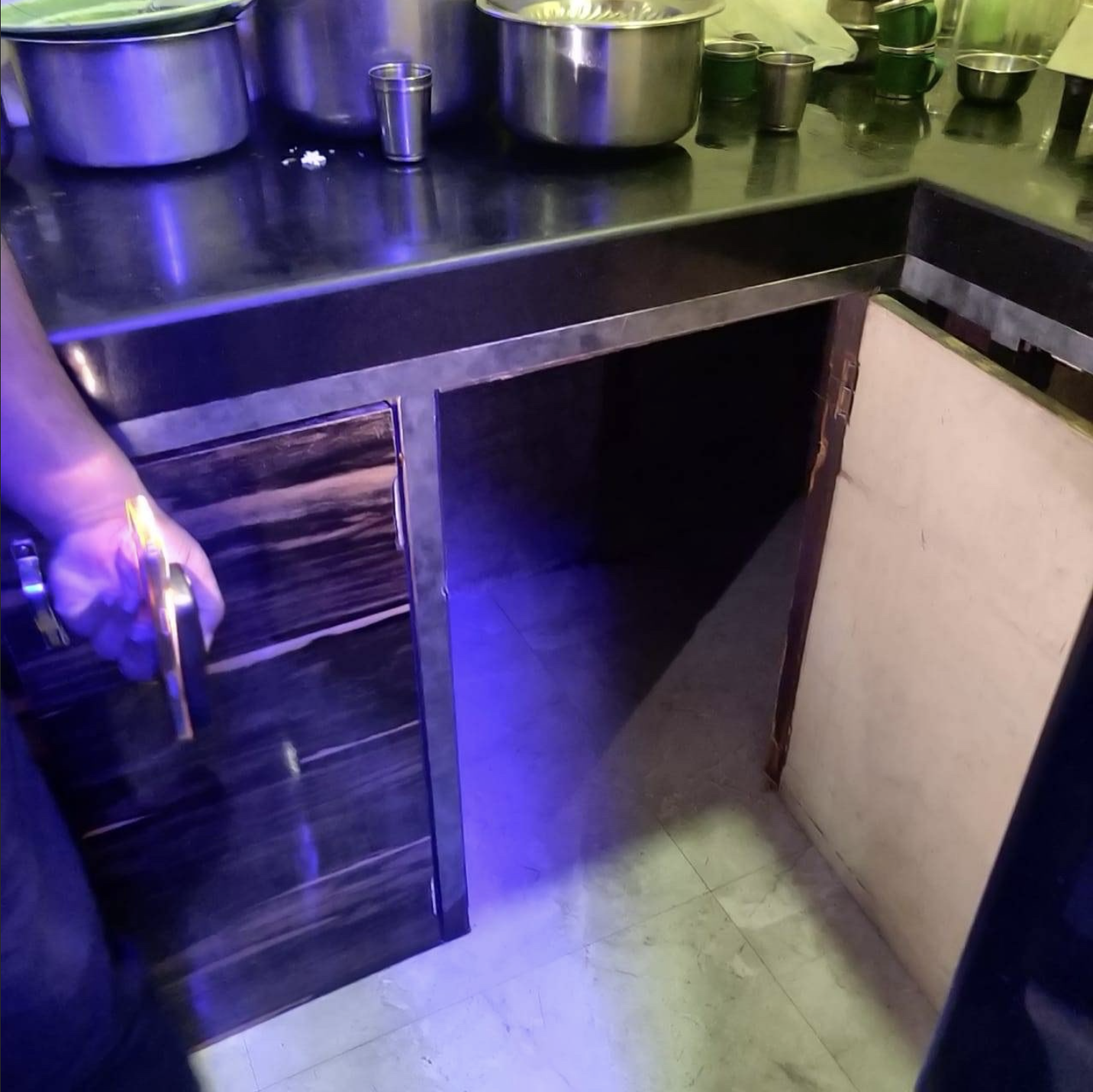 One of the hidden compartments