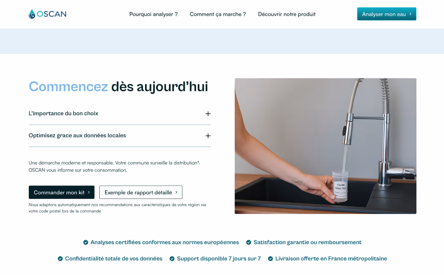 Section FAQ questions fréquentes sur l'analyse d'eau
