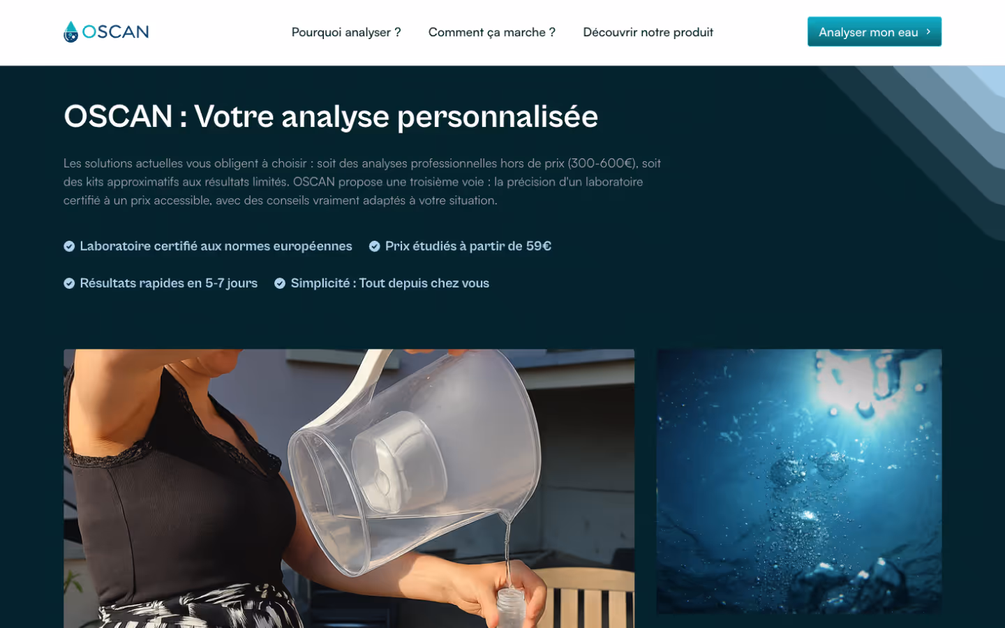Section services et tarifs des analyses d'eau