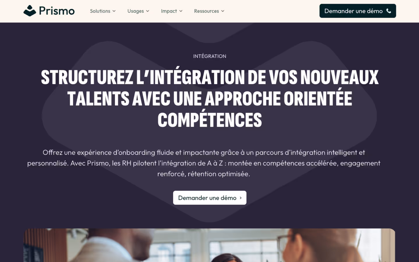 Section services Prismo expliquant les outils de gestion des compétences