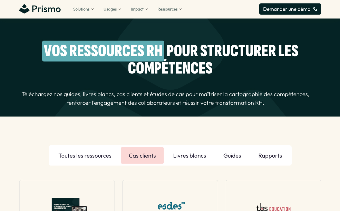 Interface à onglets présentant les fonctionnalités