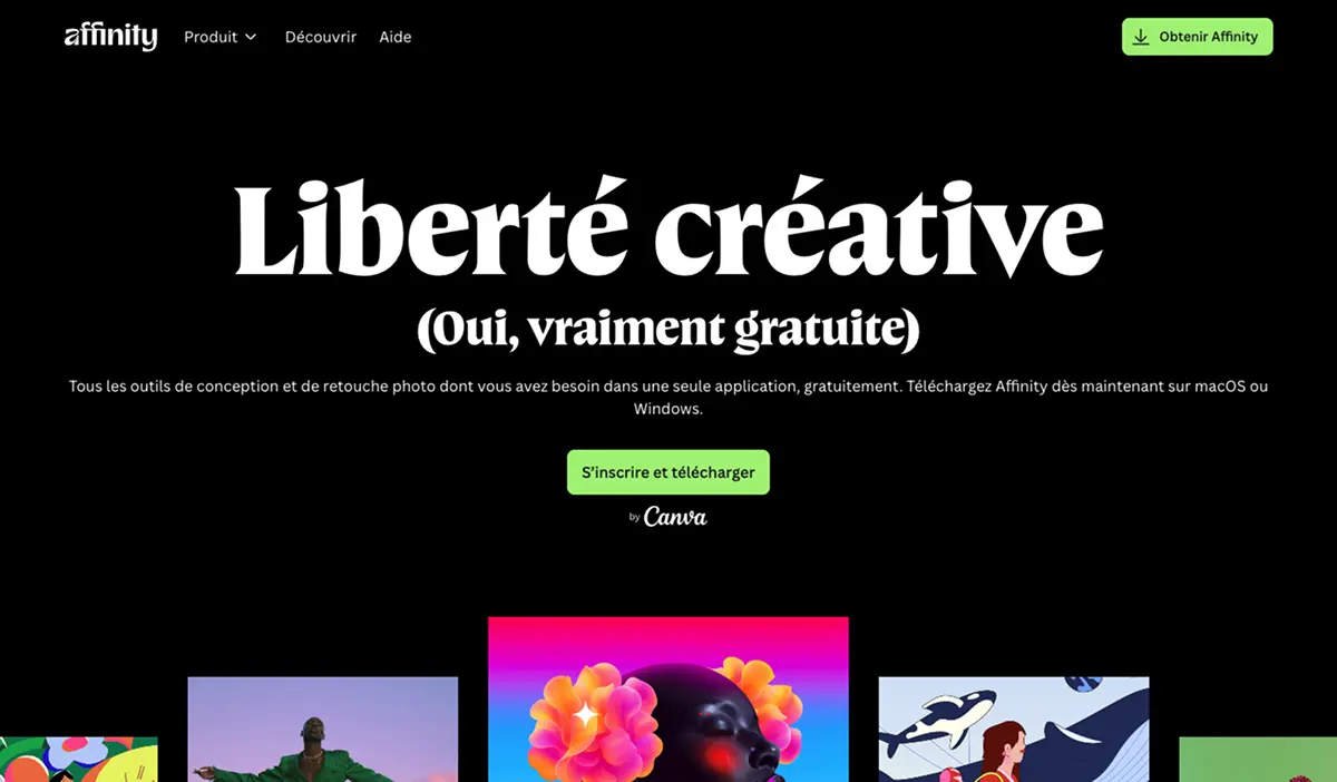 Affinity by Canva website