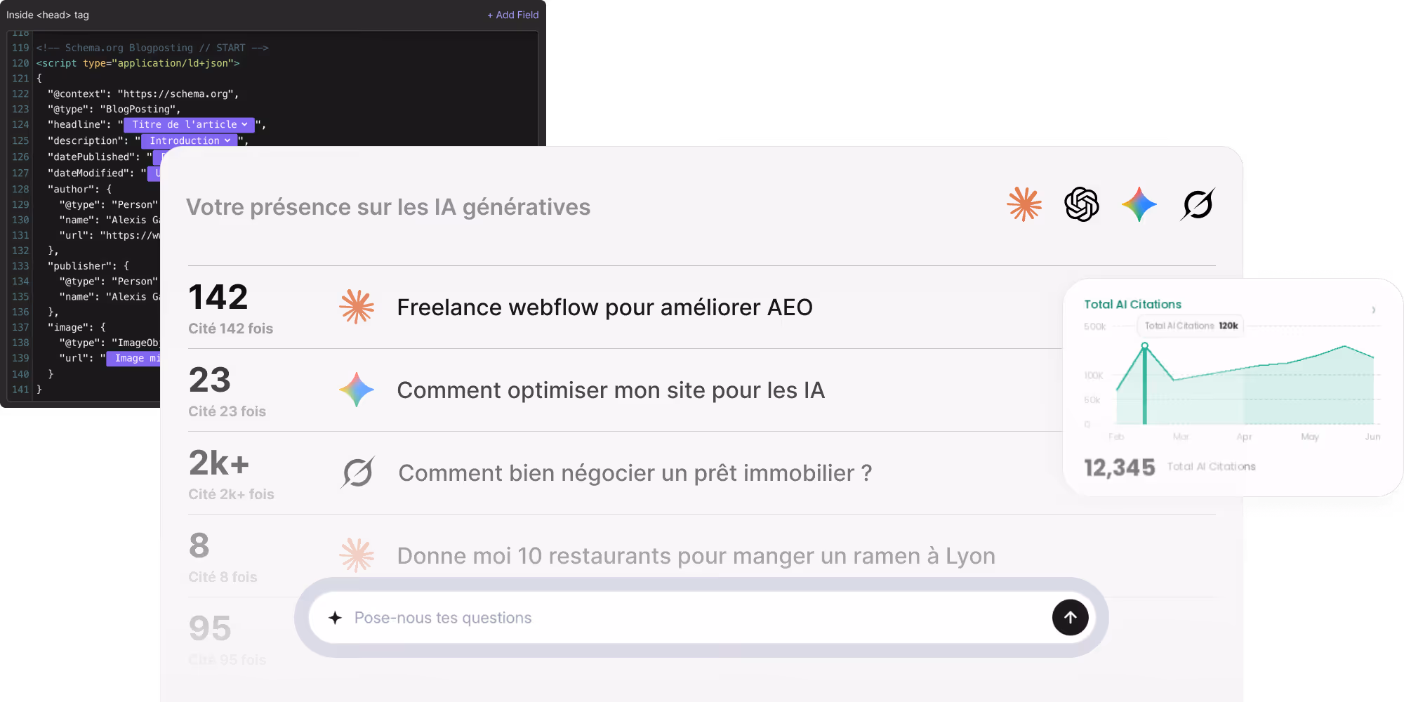 Optimisations AEO sur Webflow. Soyez cité dans les réponses générées par les IA.