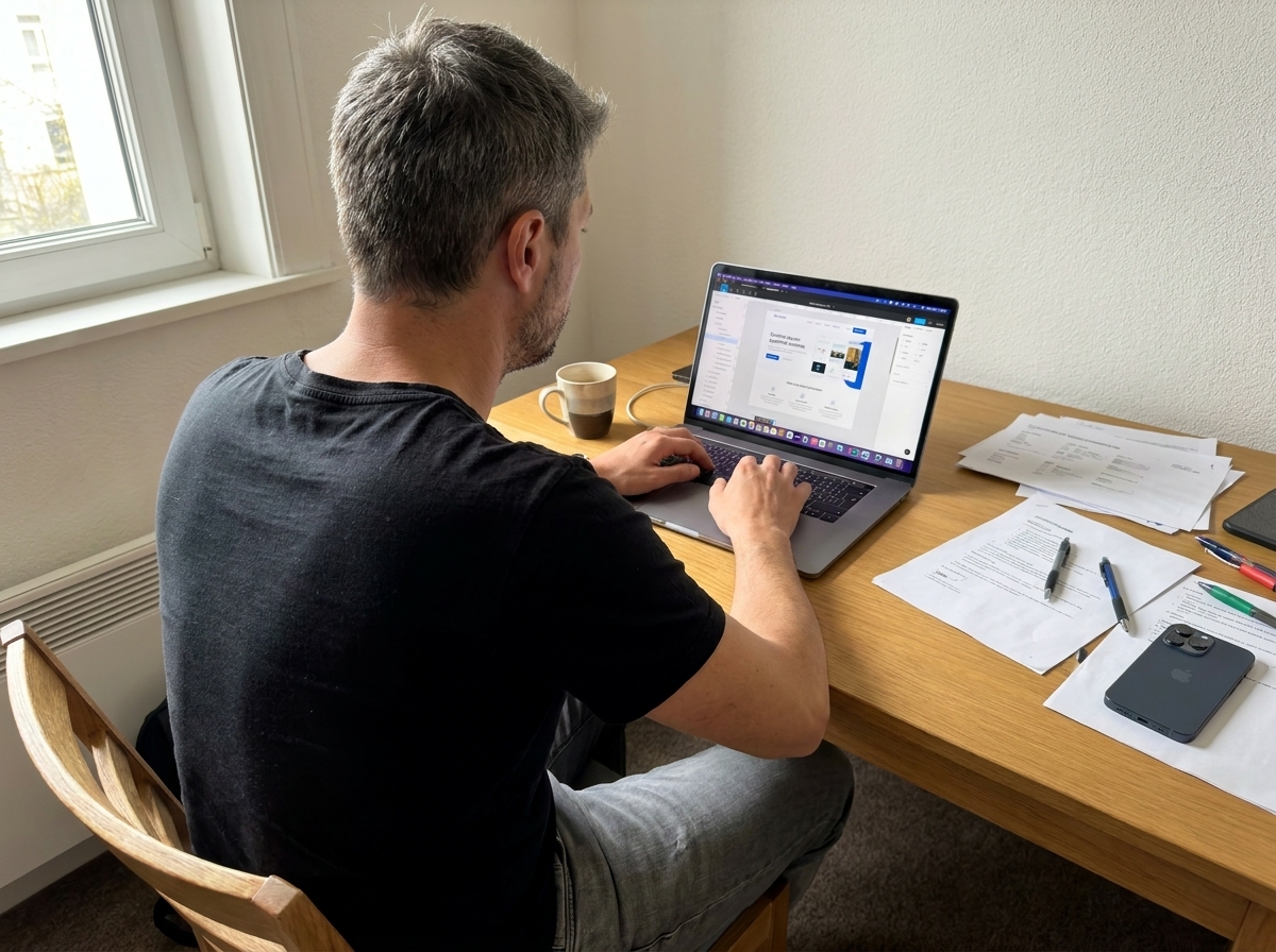 Freelance Webflow en train de travailler sur la maquette d'un site sur Figma