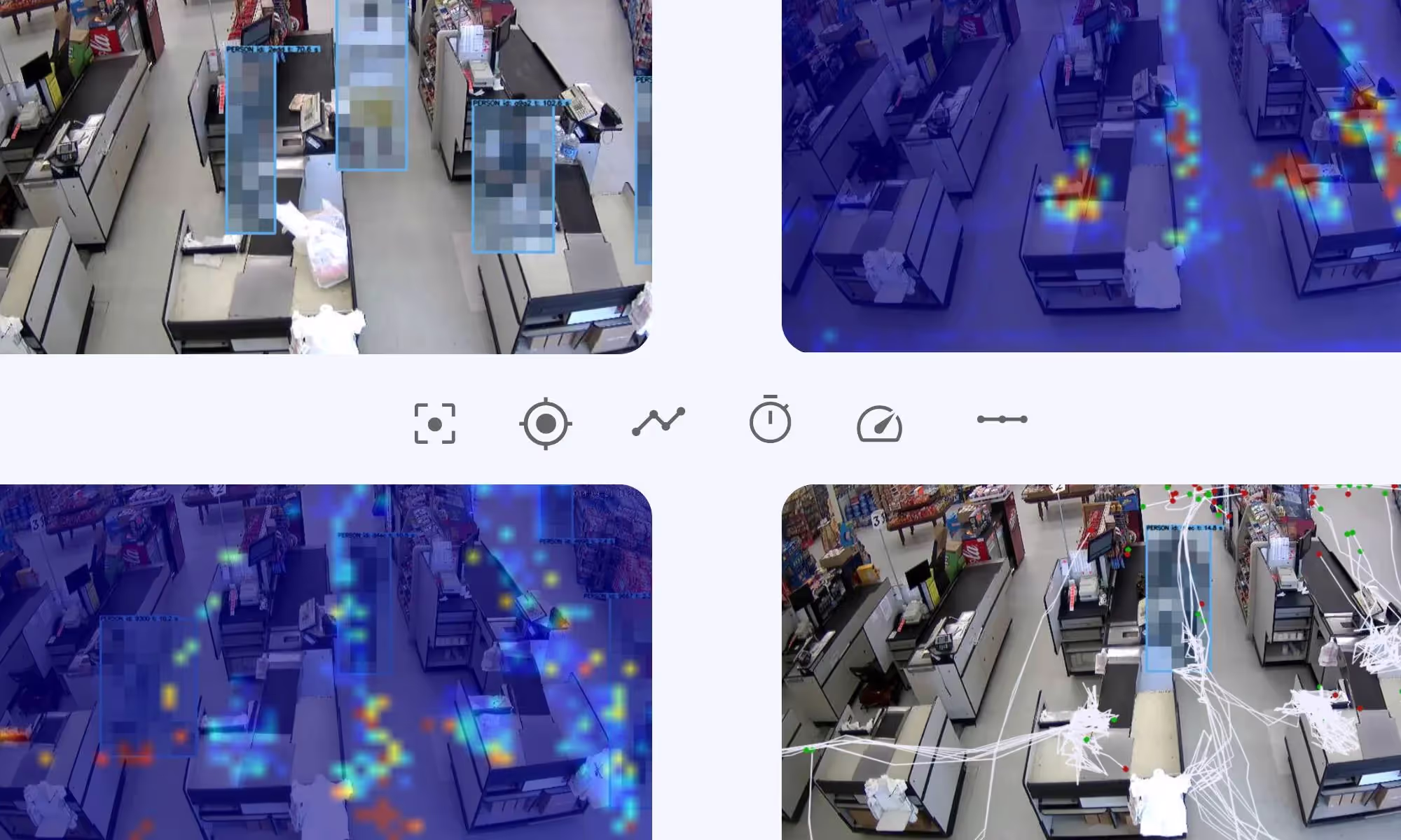 Different kinds of visualizations with visualization bar in the middle