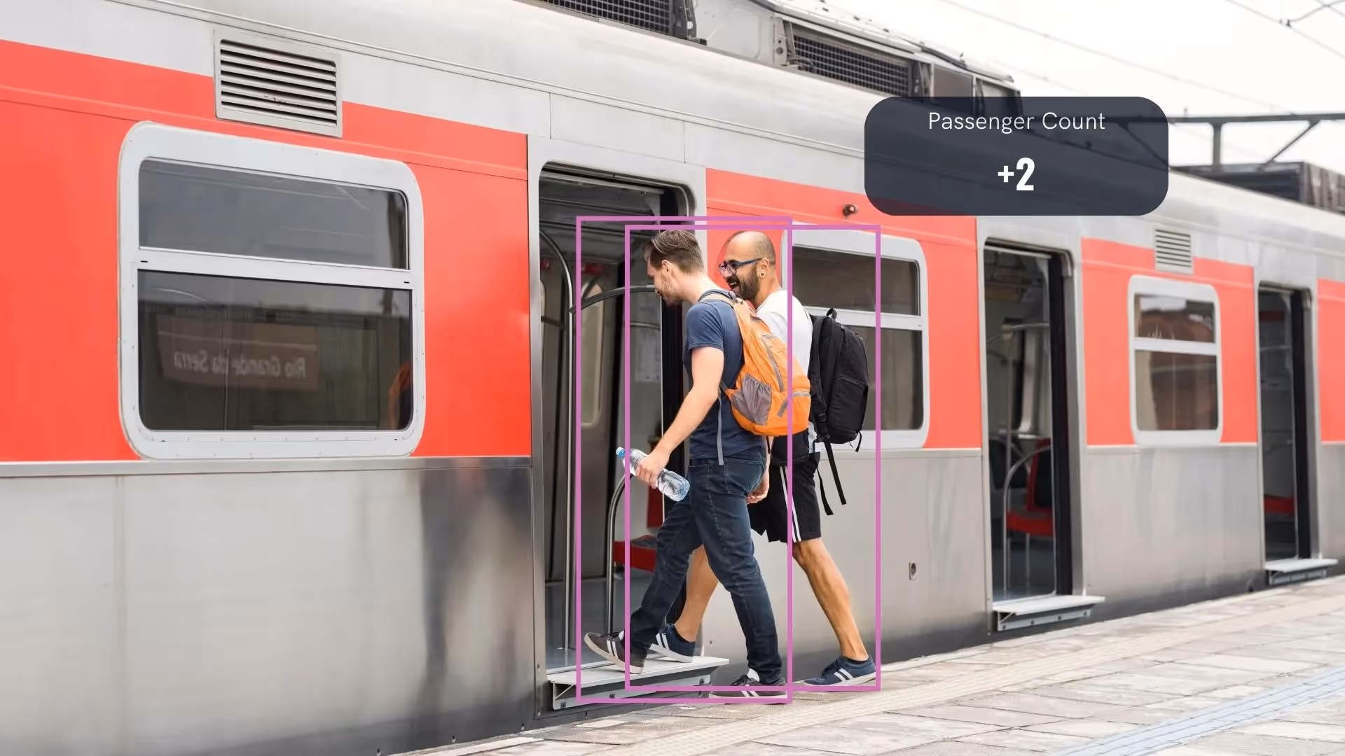 Passenger Counting Illustration - Two People entering train