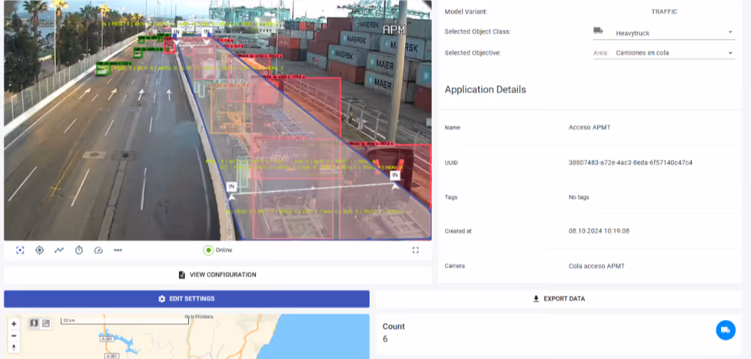 Dashboard Port Algeciras Isarsoft Perception