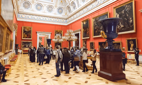 people crowd in museum