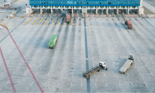 trucks at loading docks