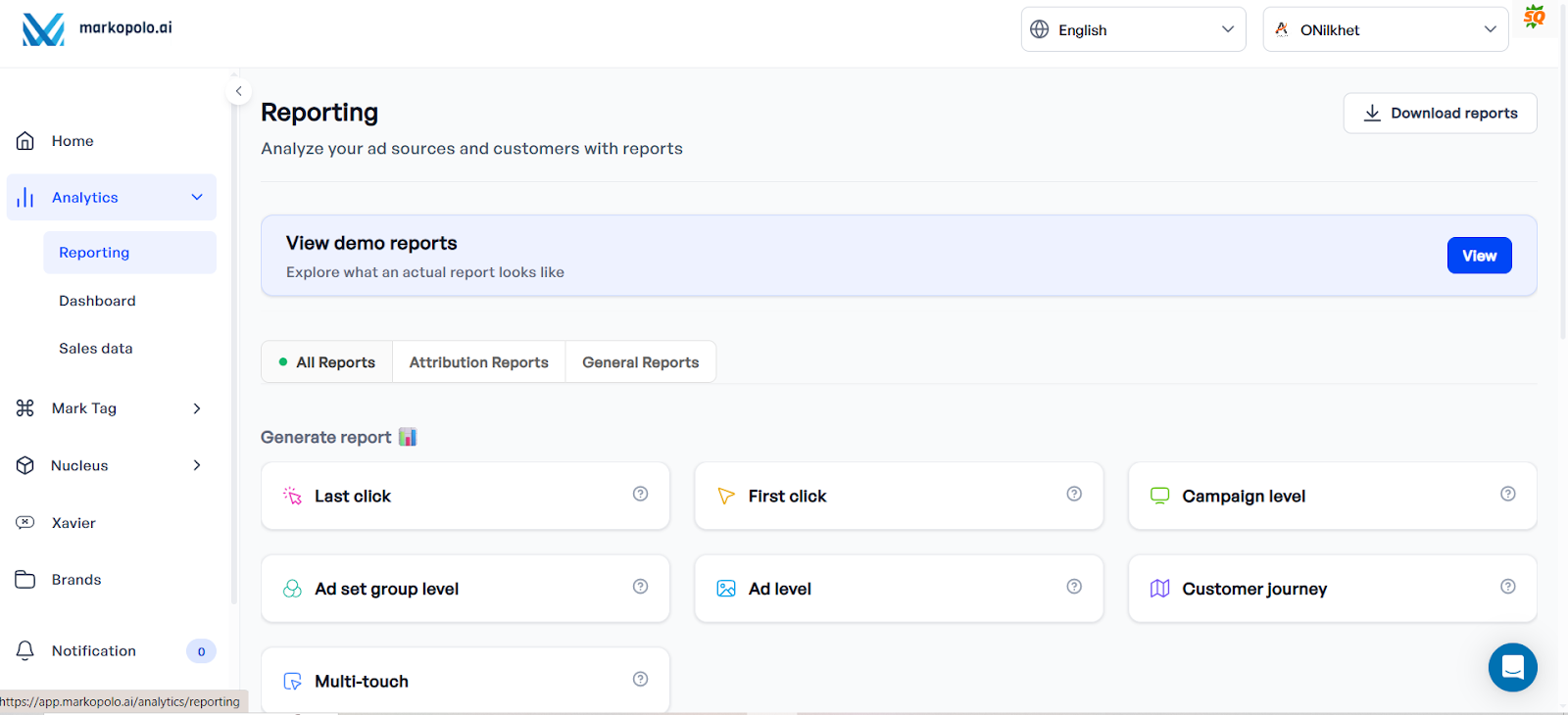 Markopolo Dashboard