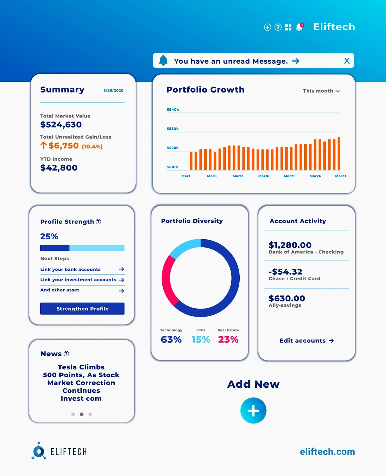 Track your investments, portfolio health, and personal finance easily.