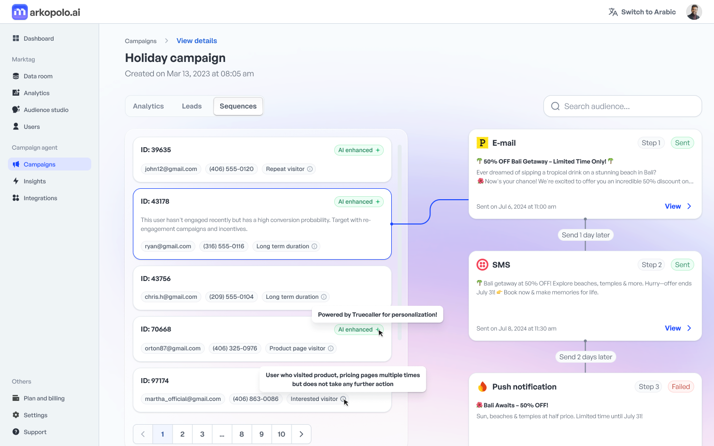 Markopolo Dashboard