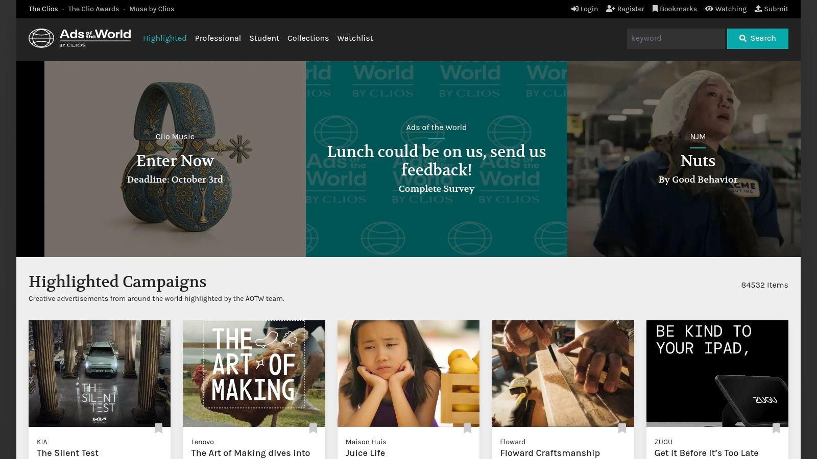 Ads of the World (part of the Clio Network)