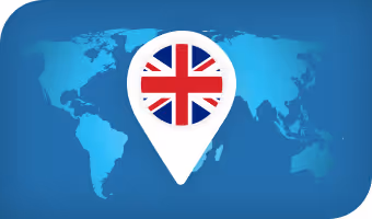 Great Britain pin on a world map