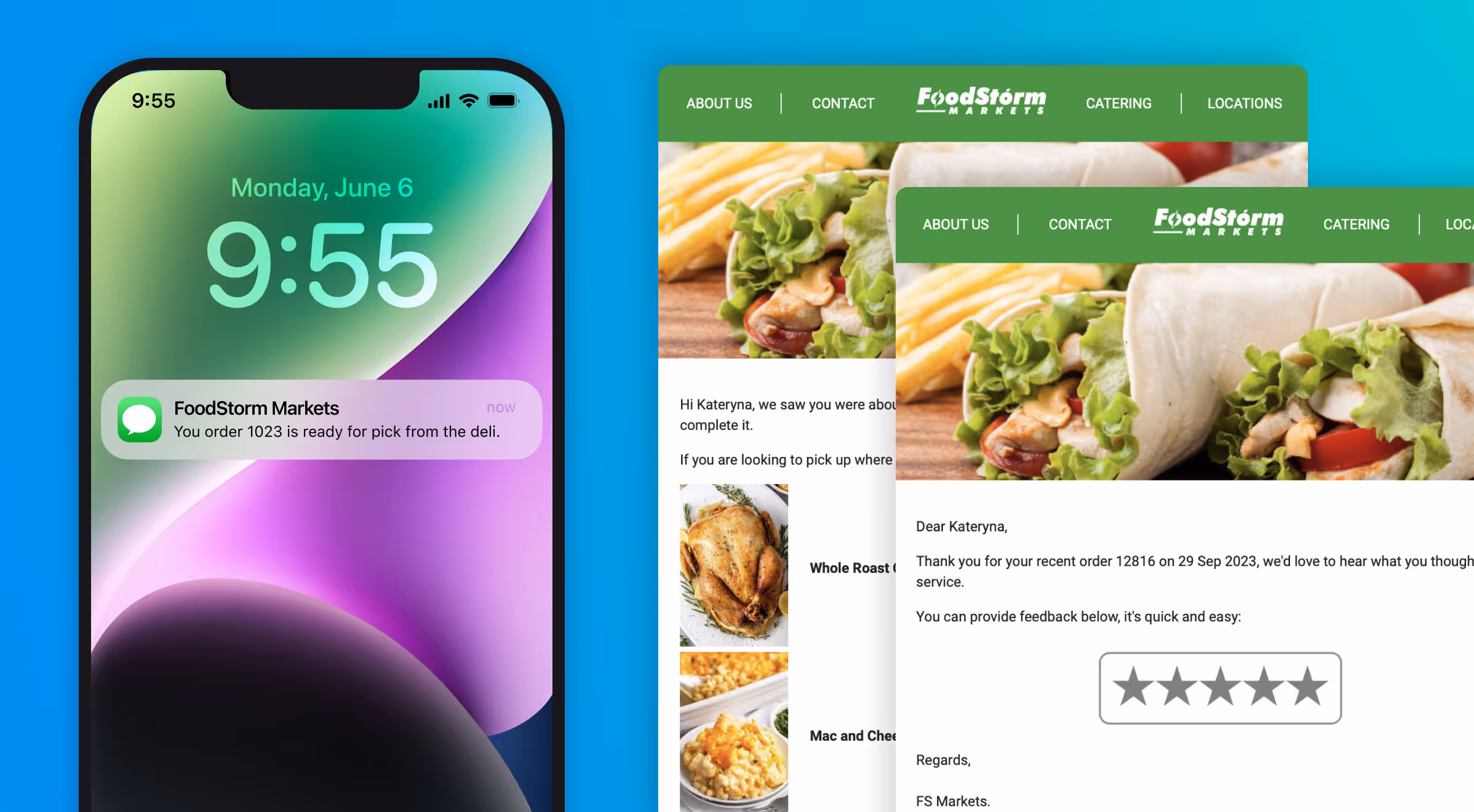 FoodStorm mobile notifications and order emails