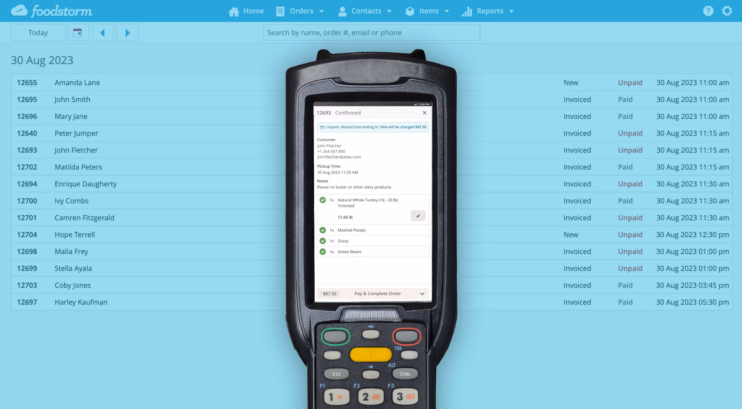 FoodStorm pickup management functionality