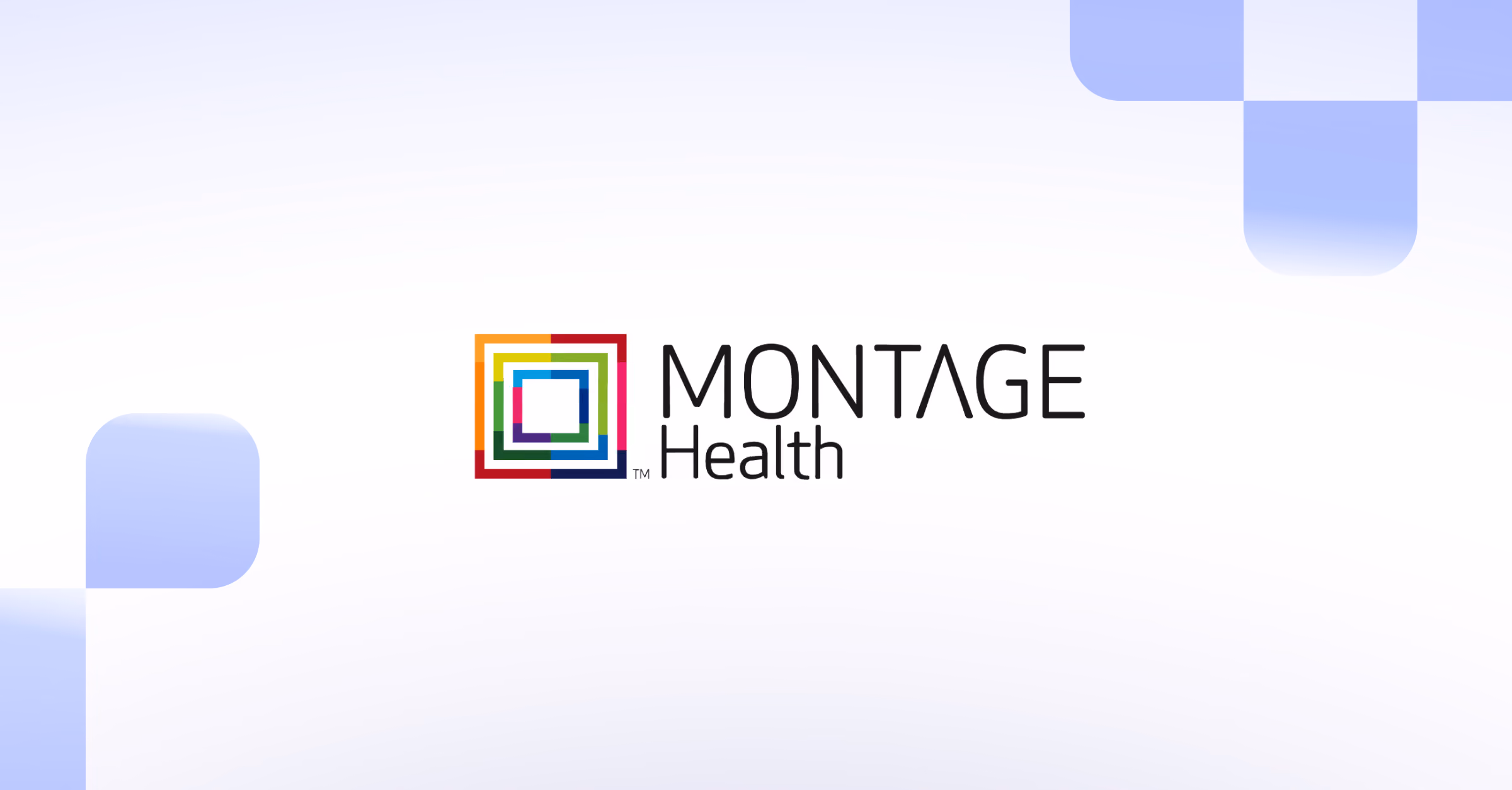 Montage Health logo with colorful squares and text on a white background.