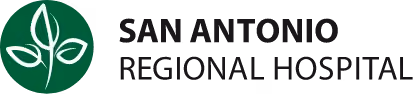 San Antonio logo with three white leaves on a green circular background.