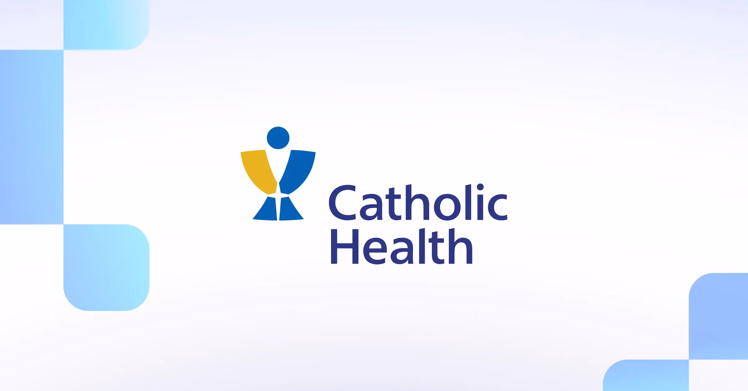 Catholic Health logo with blue and gold abstract chalice symbol on white background.
